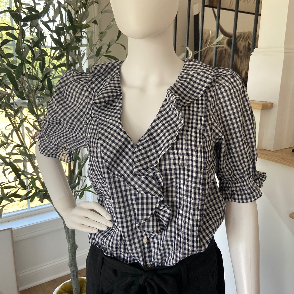 Gap - Gingham Ruffle Top, Size: XS